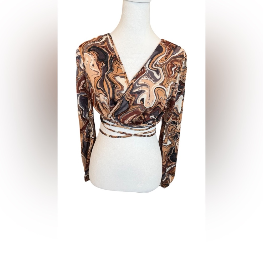 Rabbit Rose Swirl Wrap Crop Top